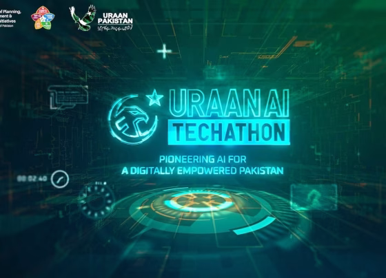 Pakistani youth coding AI apps at Uraan AI Techathon 2025