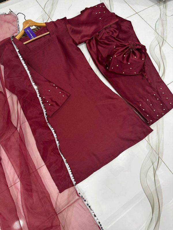 3 Pcs Women's Stitched Patch Work Suit