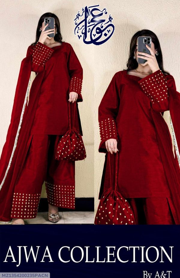 3 Pcs Women's Stitched Patch Work Suit