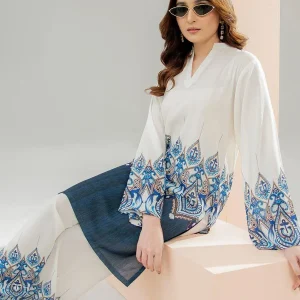 2 Pcs Women's Stitched Swiss Lawn Printed Shirt And Trouser