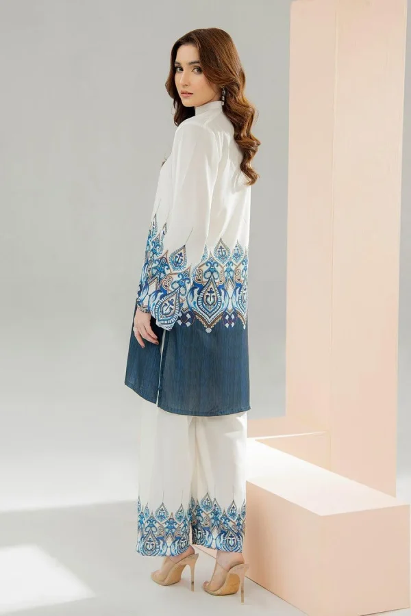 2 Pcs Women's Stitched Swiss Lawn Printed Shirt And Trouser