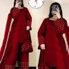 MZ77400000067NRNACN-media-1 Elegant Maroon Shamoz Silk Women's Stitched Suit - 4 Pcs Set