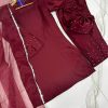 MZ77400000067NRNACN-media-3 Elegant Maroon Shamoz Silk Women's Stitched Suit - 4 Pcs Set
