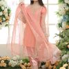 3 Pcs Women's Stitched Organza Embroidered Suit