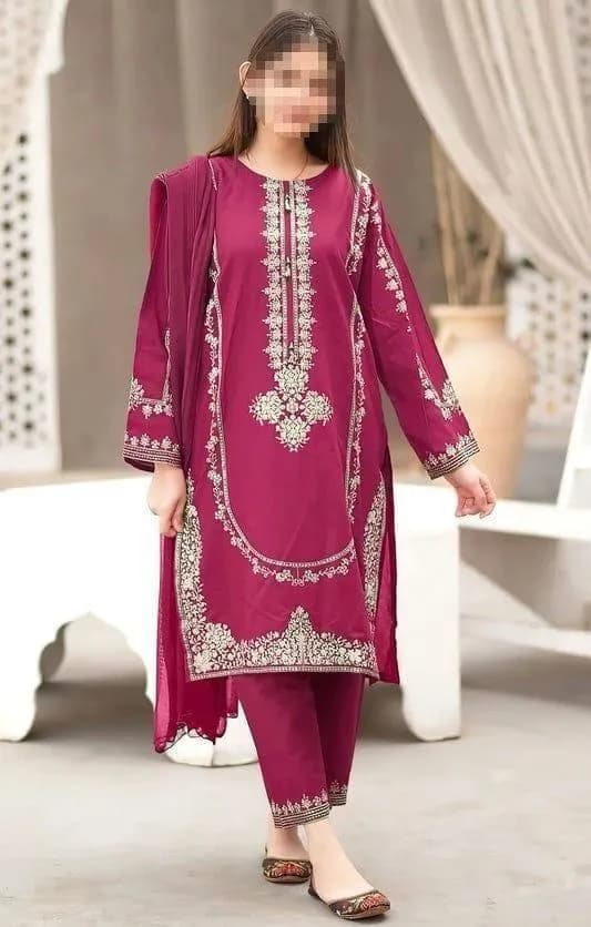 2 Pcs Women's Unstitched Embroidered Suit